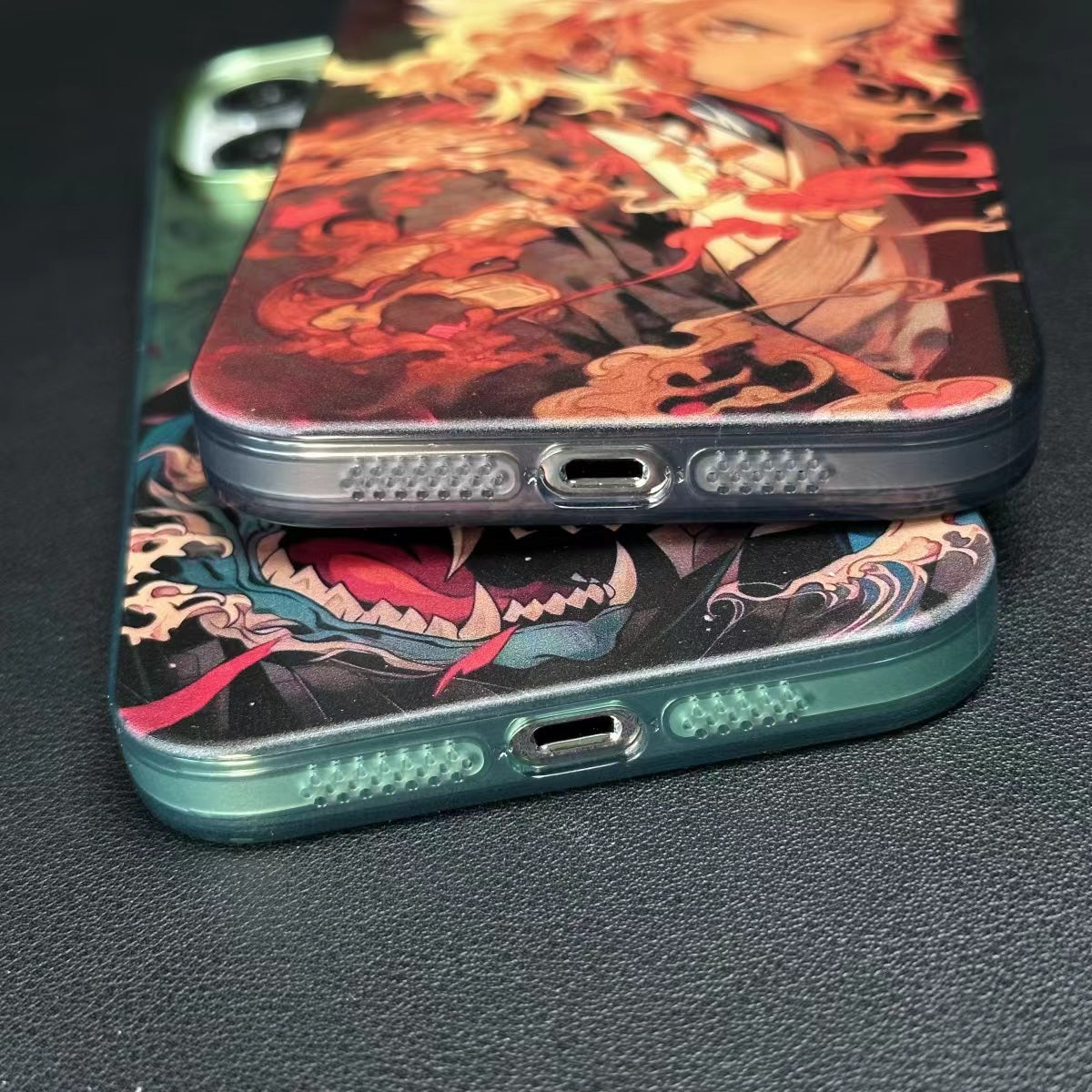 Super handsome cool phone cases with Kamado Tanjirou and Rengoku Kyoujurou patterns