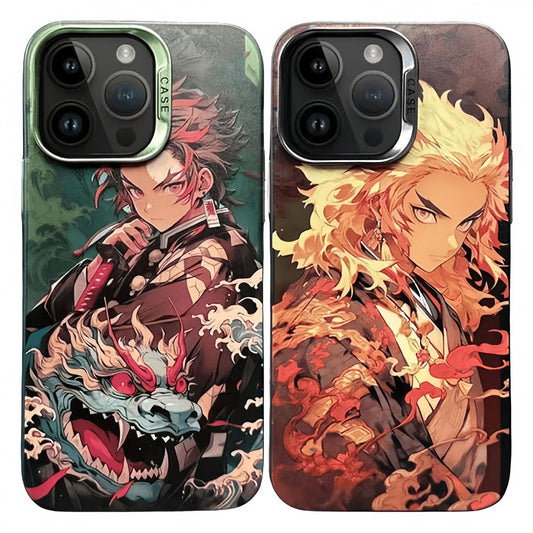 Super handsome cool phone cases with Kamado Tanjirou and Rengoku Kyoujurou patterns